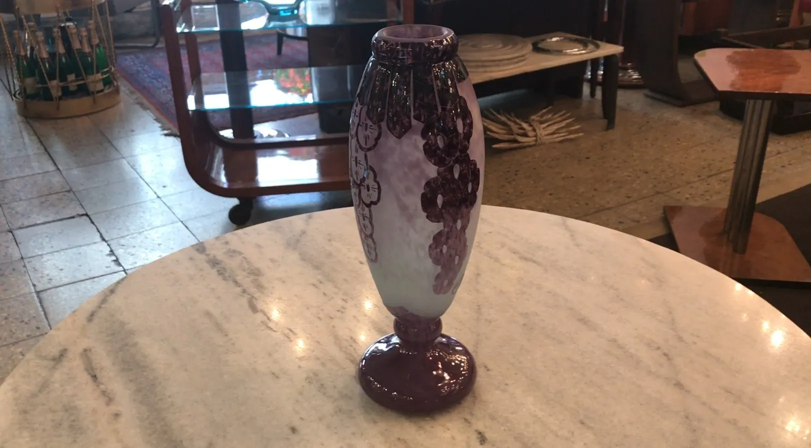 Antique signed glass Charder with elegant decoration