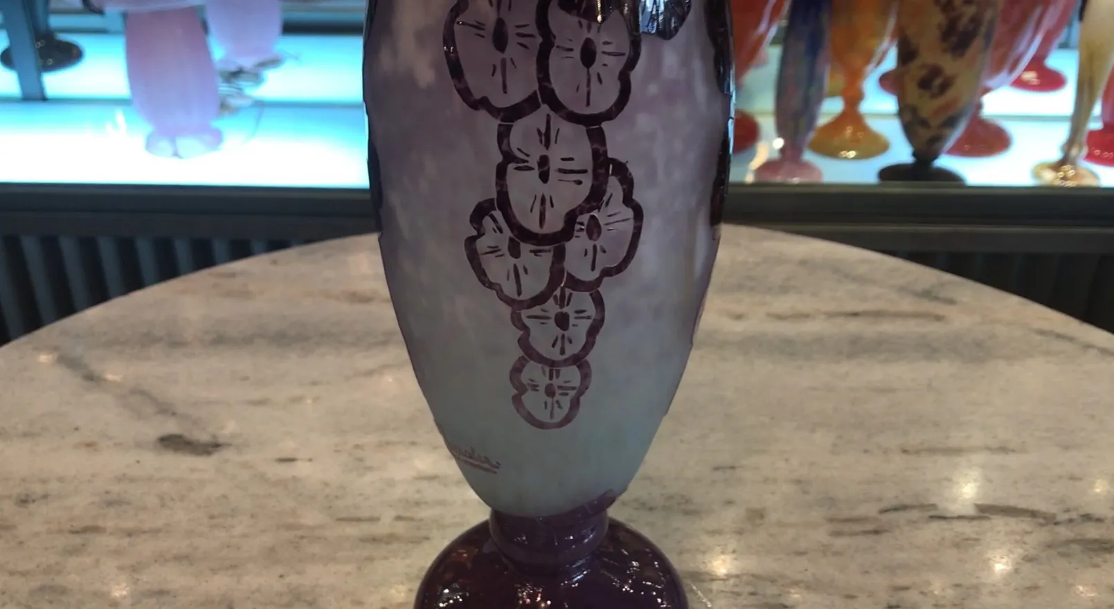 Elegant signed Charder glass, an antique piece