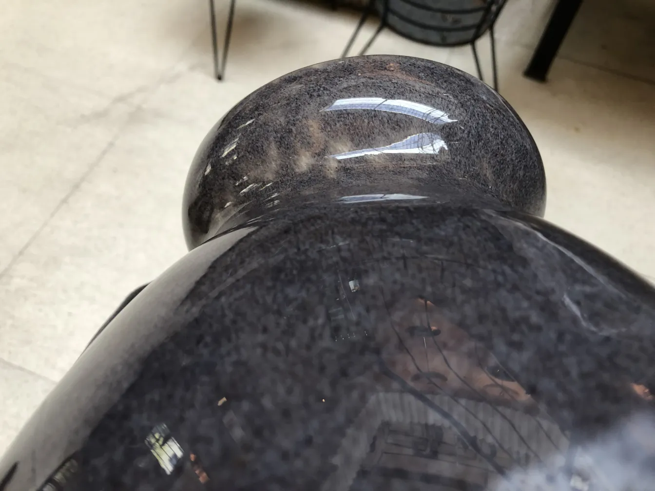 Antique signed glass Degué with elegant design in modern setting.