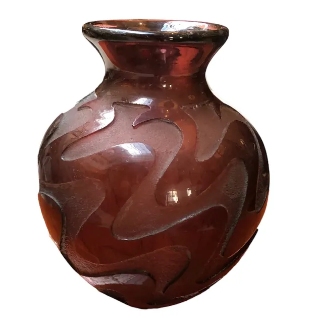 decorative antique signed glass Degué vase