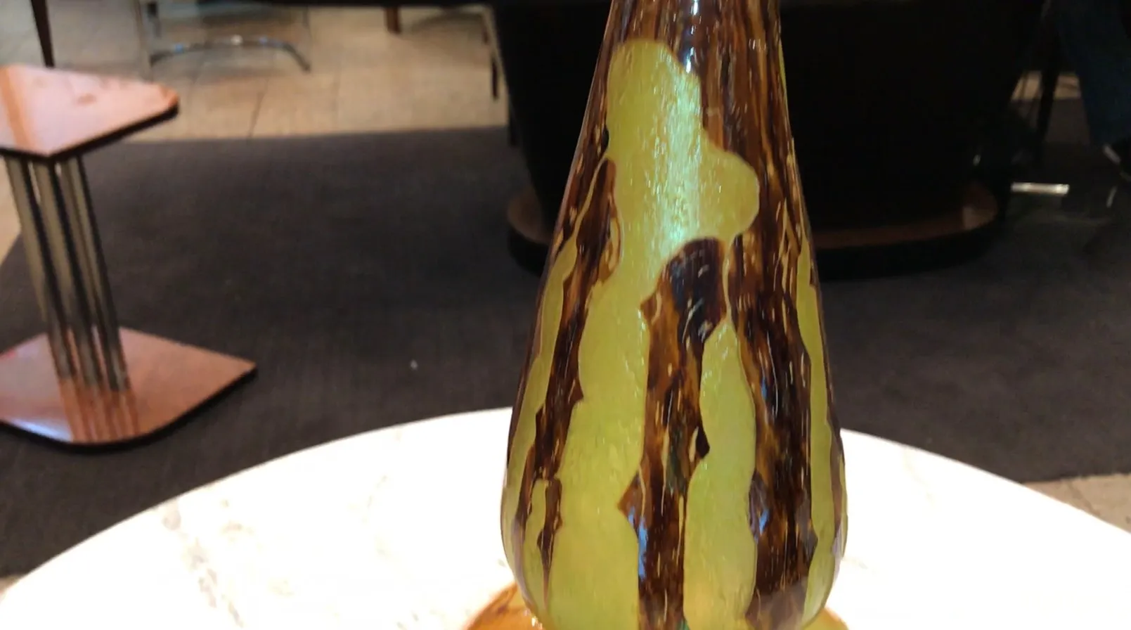 antique glass featuring candy design and french flag in vibrant colors