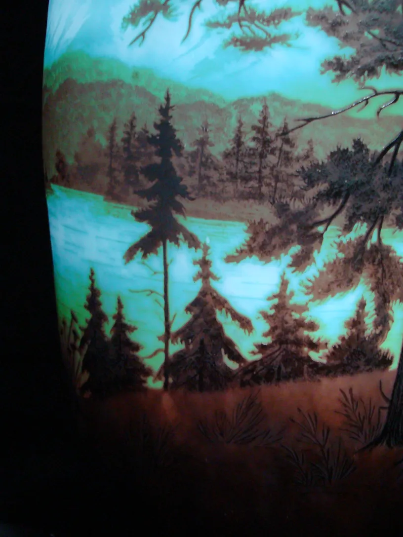 古いD'Argentalサイン付きグラスの自然のシーンを示しています。