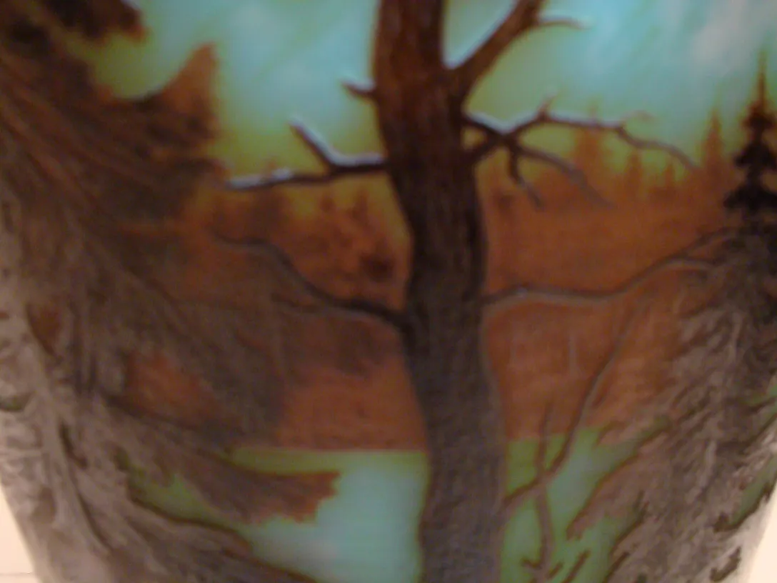 Antique signed glass D'Argental featuring natural landscape