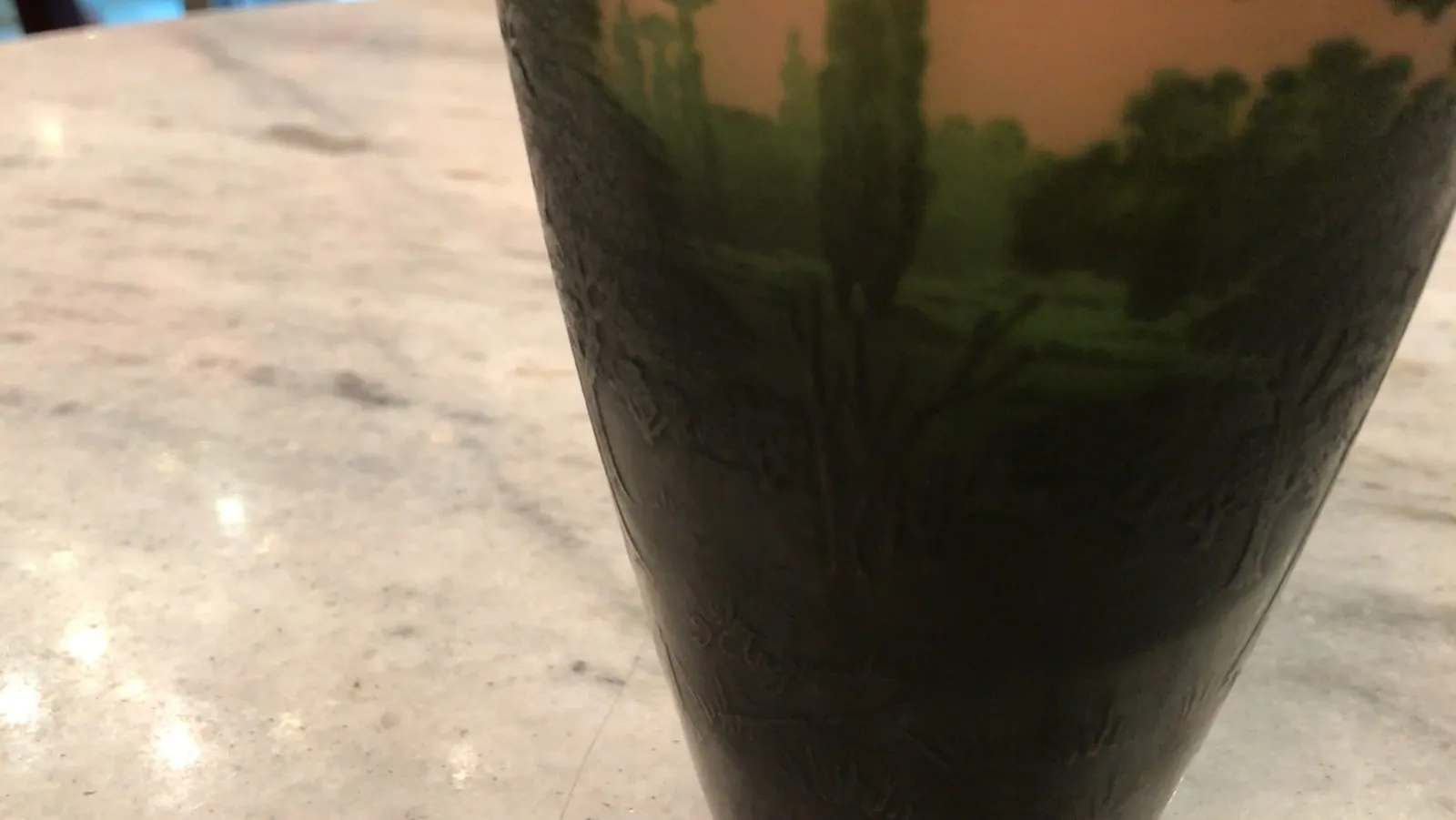 signed d'argental glass with antique landscape decoration