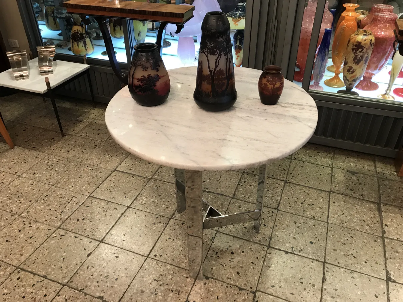 antiquité verre signé D'Argental avec décoration florale