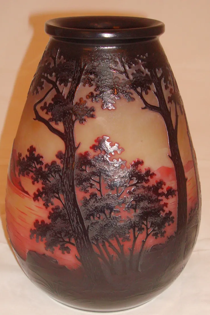 vaso antigo com paisagem gravada por d'argental