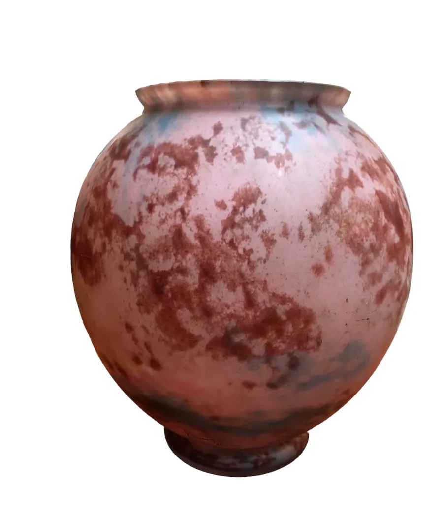 Round signed glass Lorrain with colorful tones