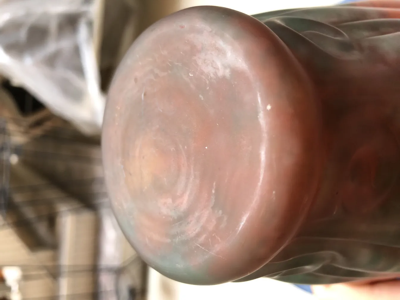 Base of signed glass Lorrain with colorful tone