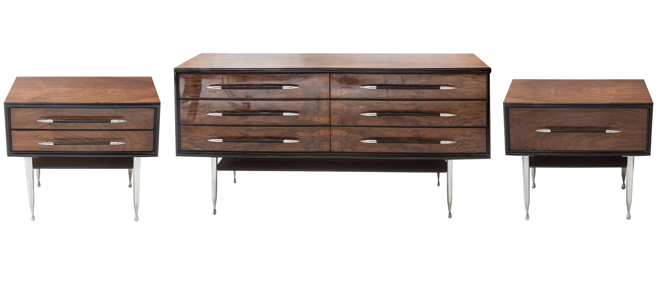 set antiker Nachttische, dunkles Holz, elegant, klassischer Stil