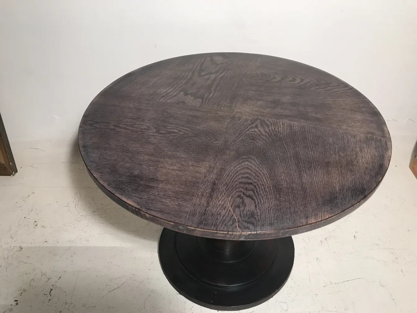 Antique round small table with dark base