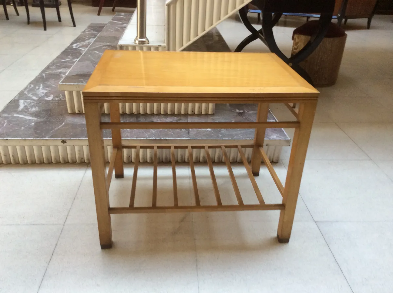 simple antique small table with shelf, classic atmosphere
