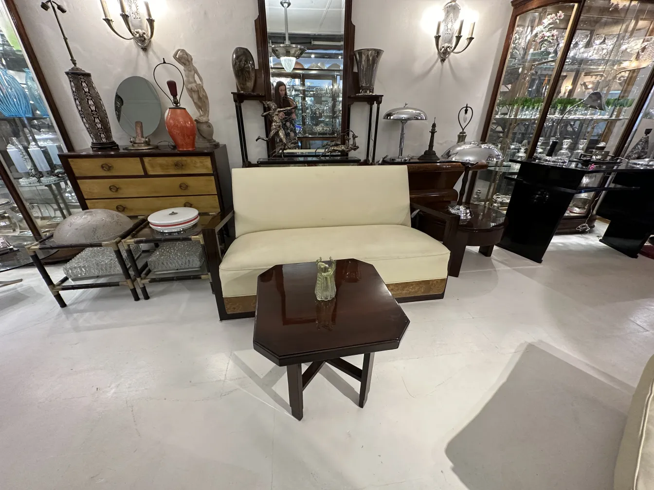 antique small square table in a classic setting