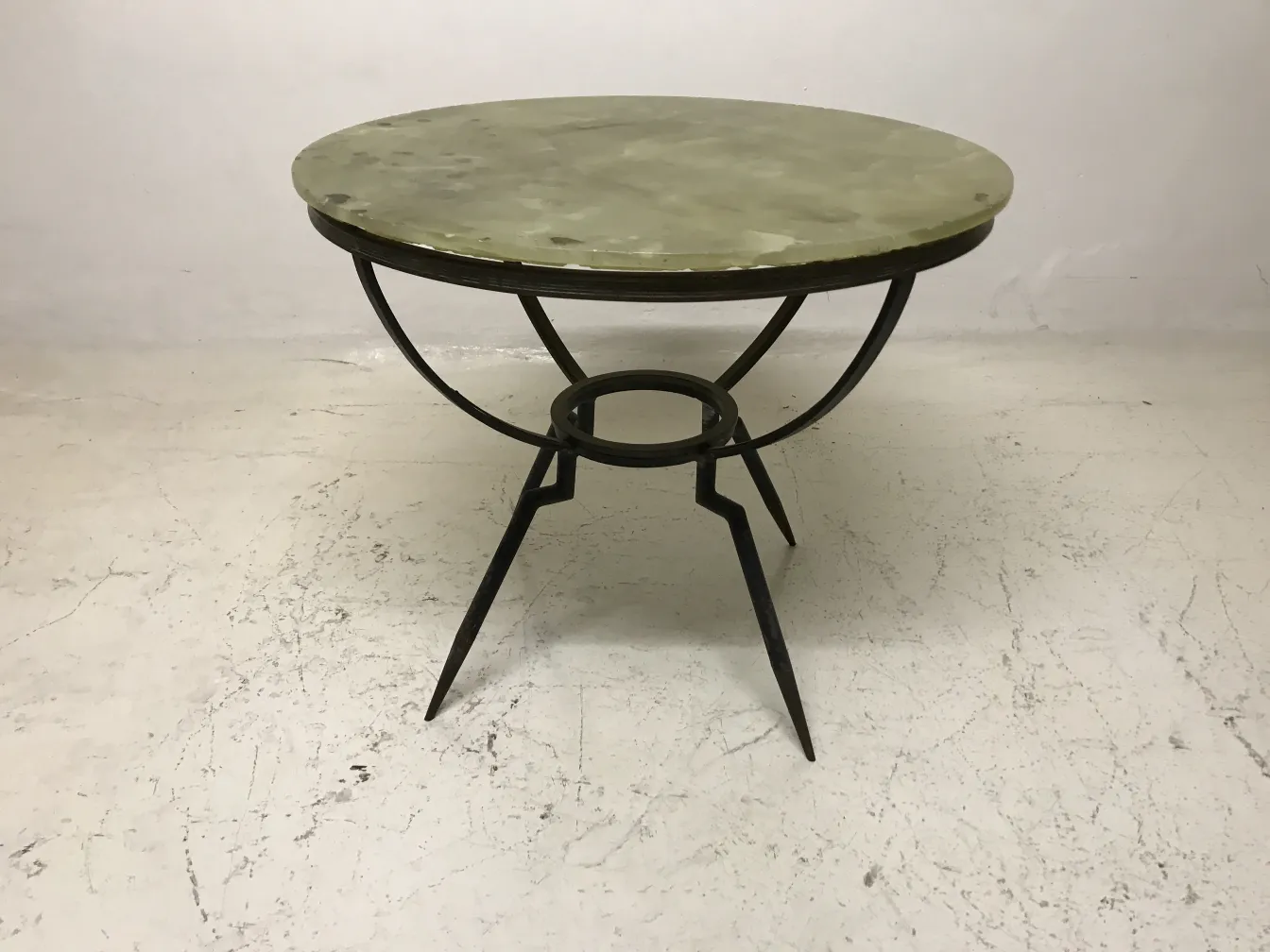 antique round table with angled legs