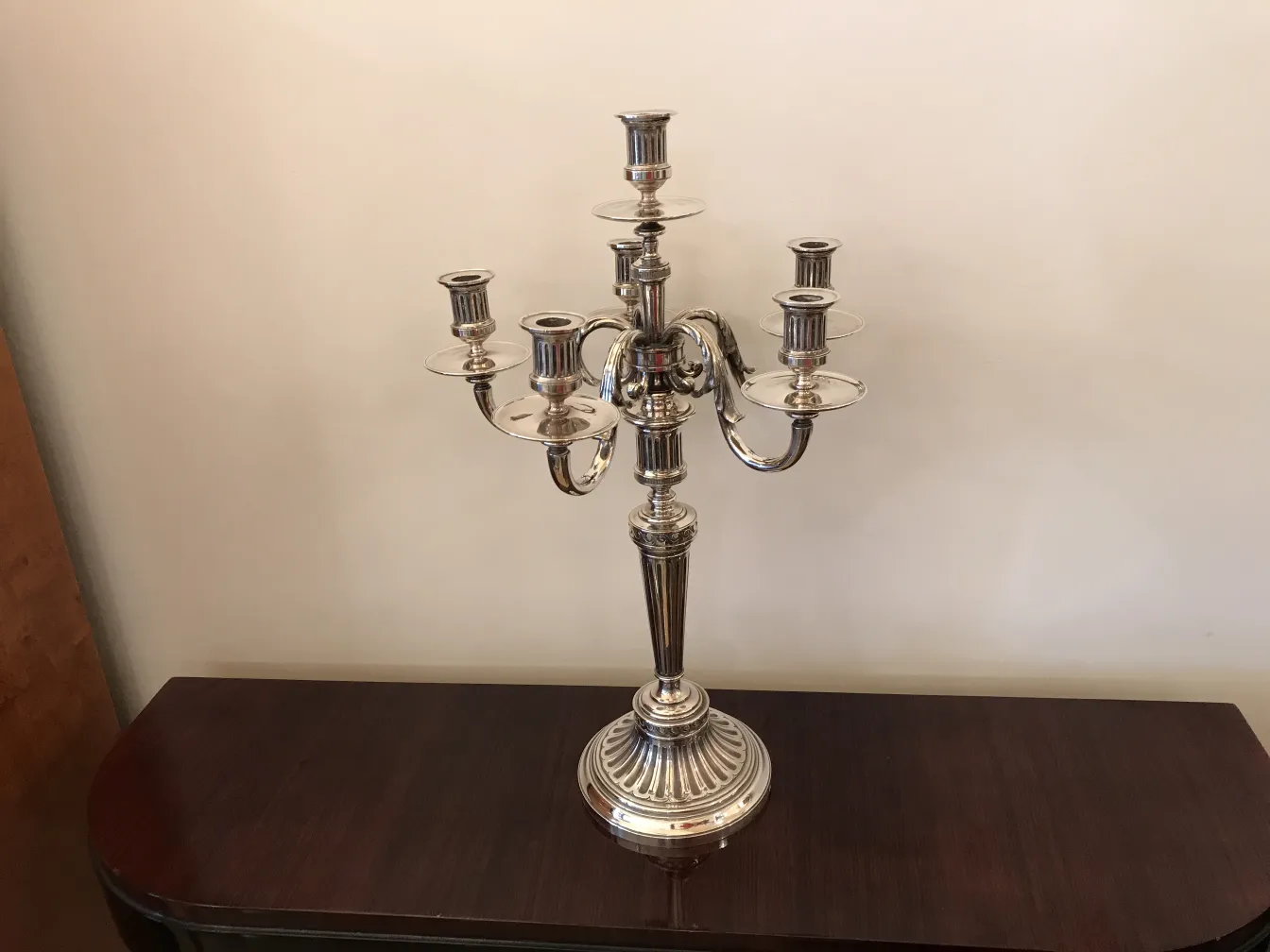 2 antike kerzenhalter mit fünf Armen im art nouveau Stil