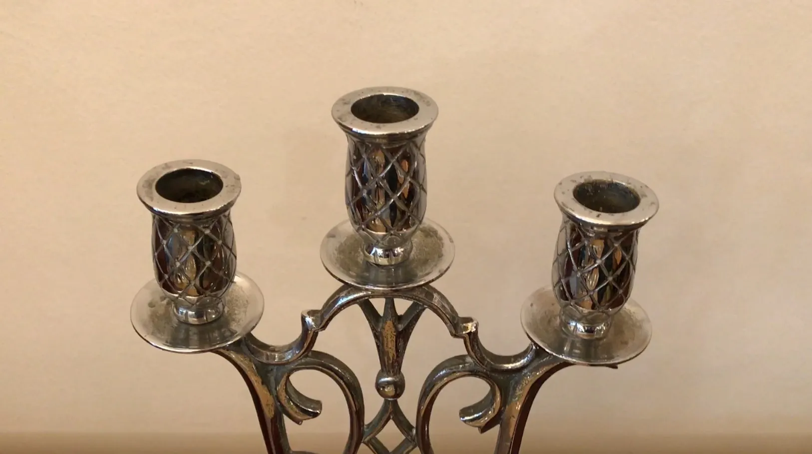Candelabros antiguos con tres brazos, estilo Art Nouveau, decorativos