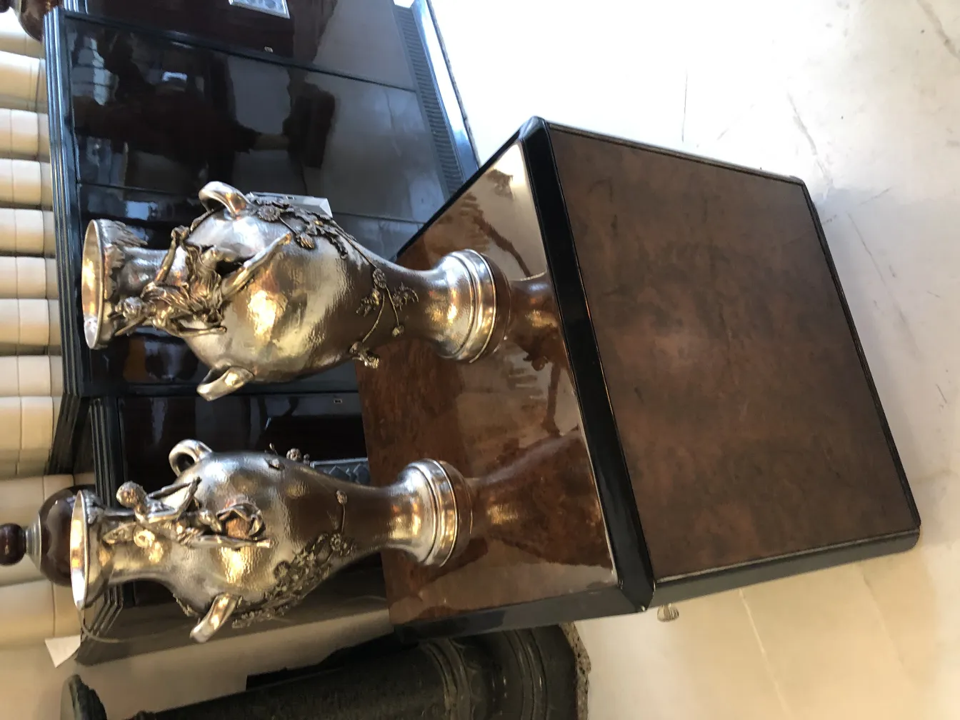 Two antique vases decorated in art nouveau style