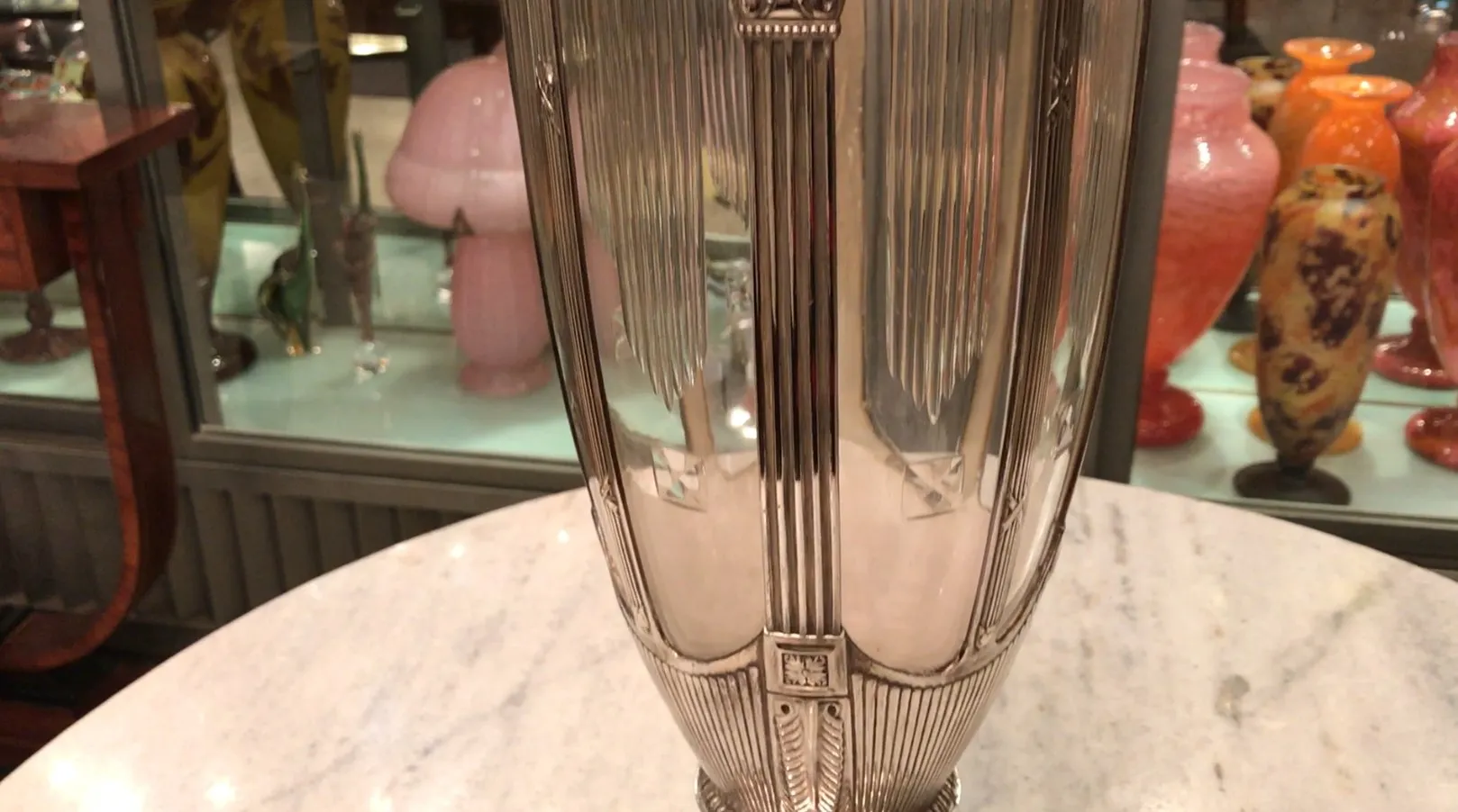 two antique vases with an elegant design, decorated.