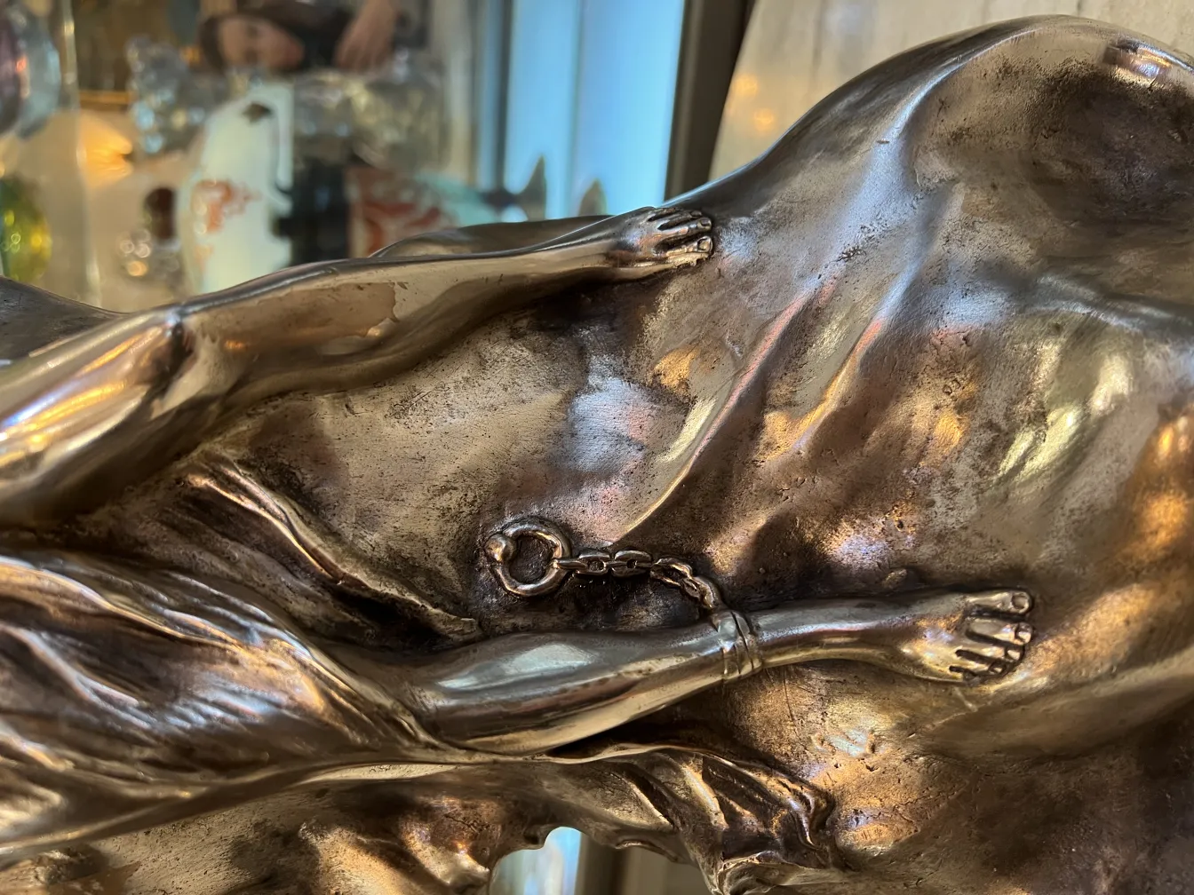 antique vase with art nouveau details, decorative setting.