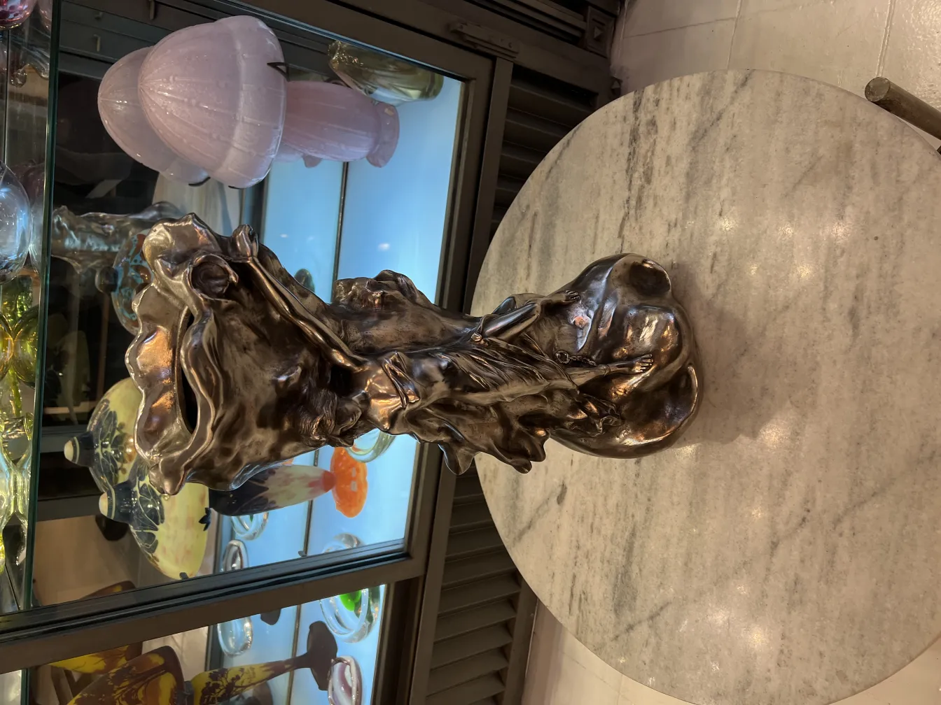 antique vase with organic shape and sculptural details