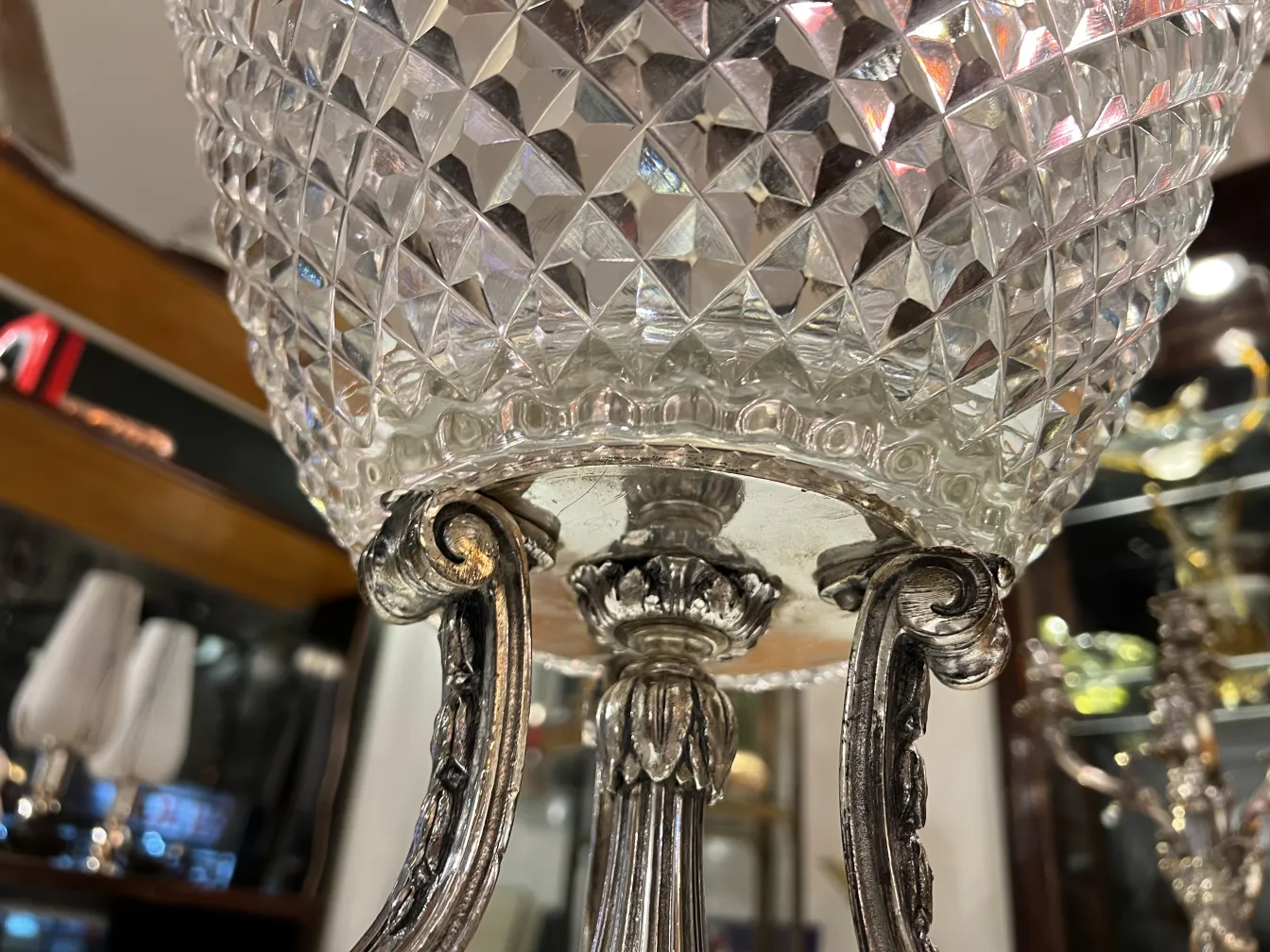 antique glass vase with decorative base