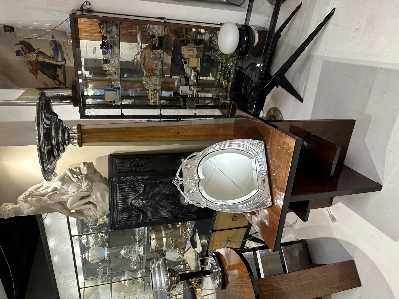 antique mirror with art nouveau design, decorative, elegant