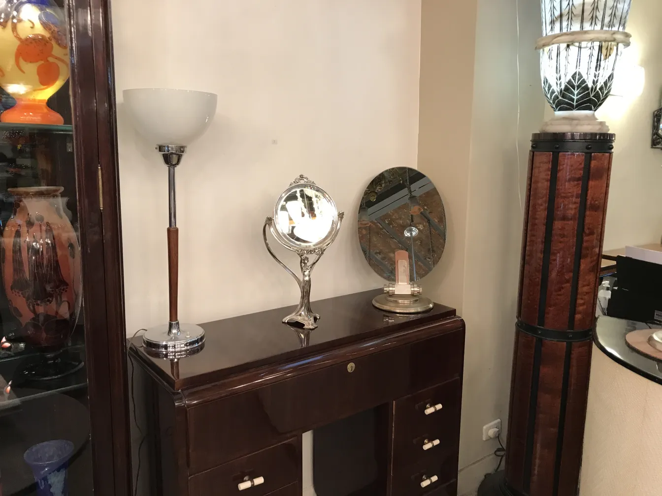 antique mirror in art nouveau style set in vintage decor