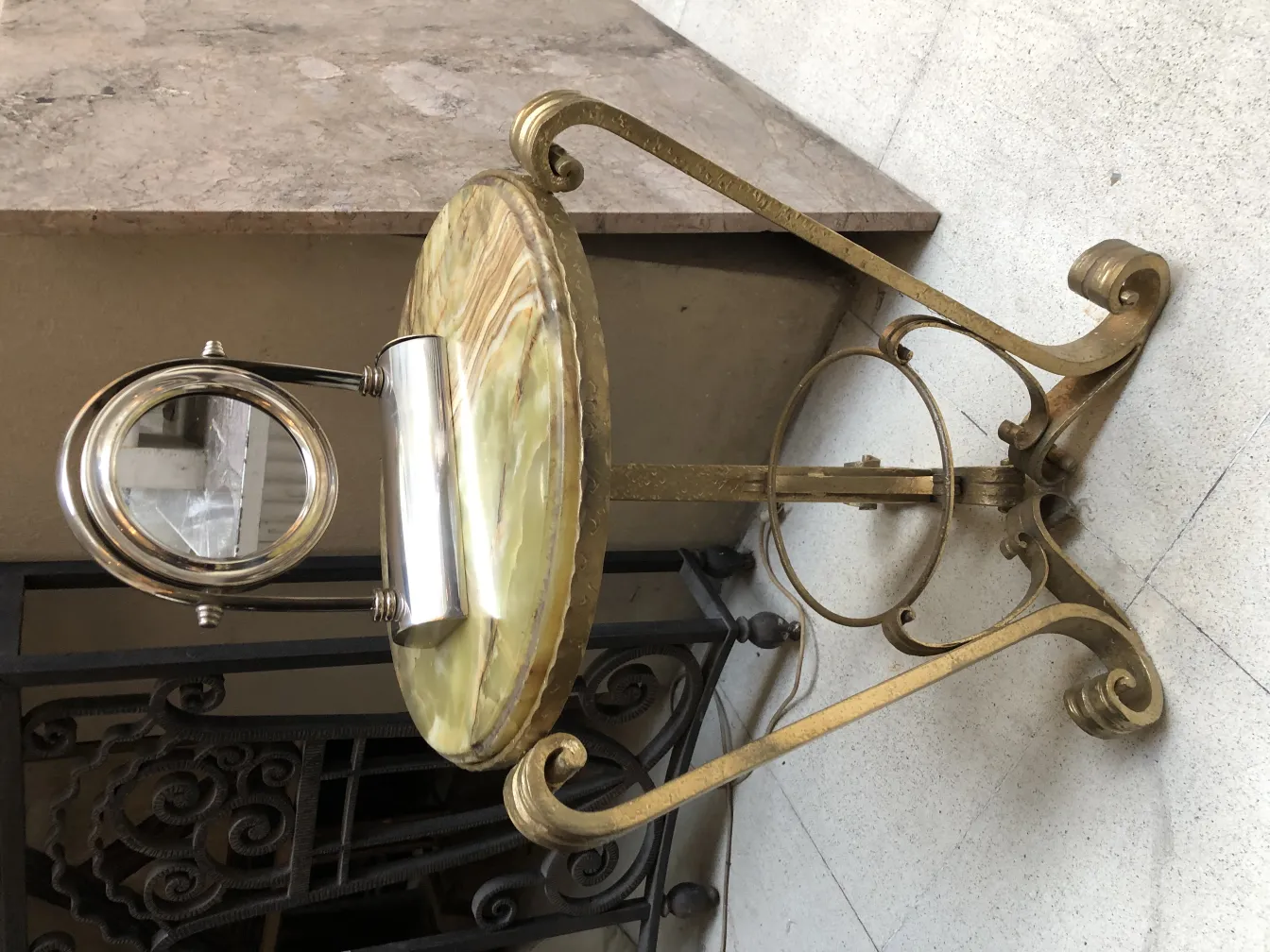 Antique mirror with decorative stand in Art Nouveau style