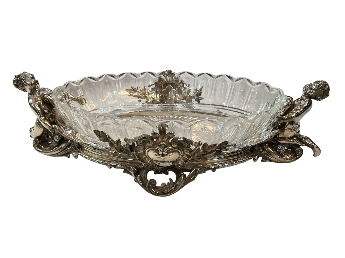 antique centerpiece Christofle featuring ornate figures and elegant design