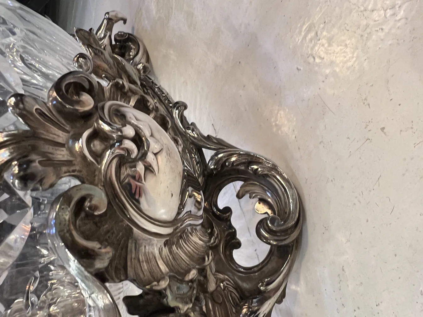 antique centerpiece Christofle with intricate details in an elegant setting