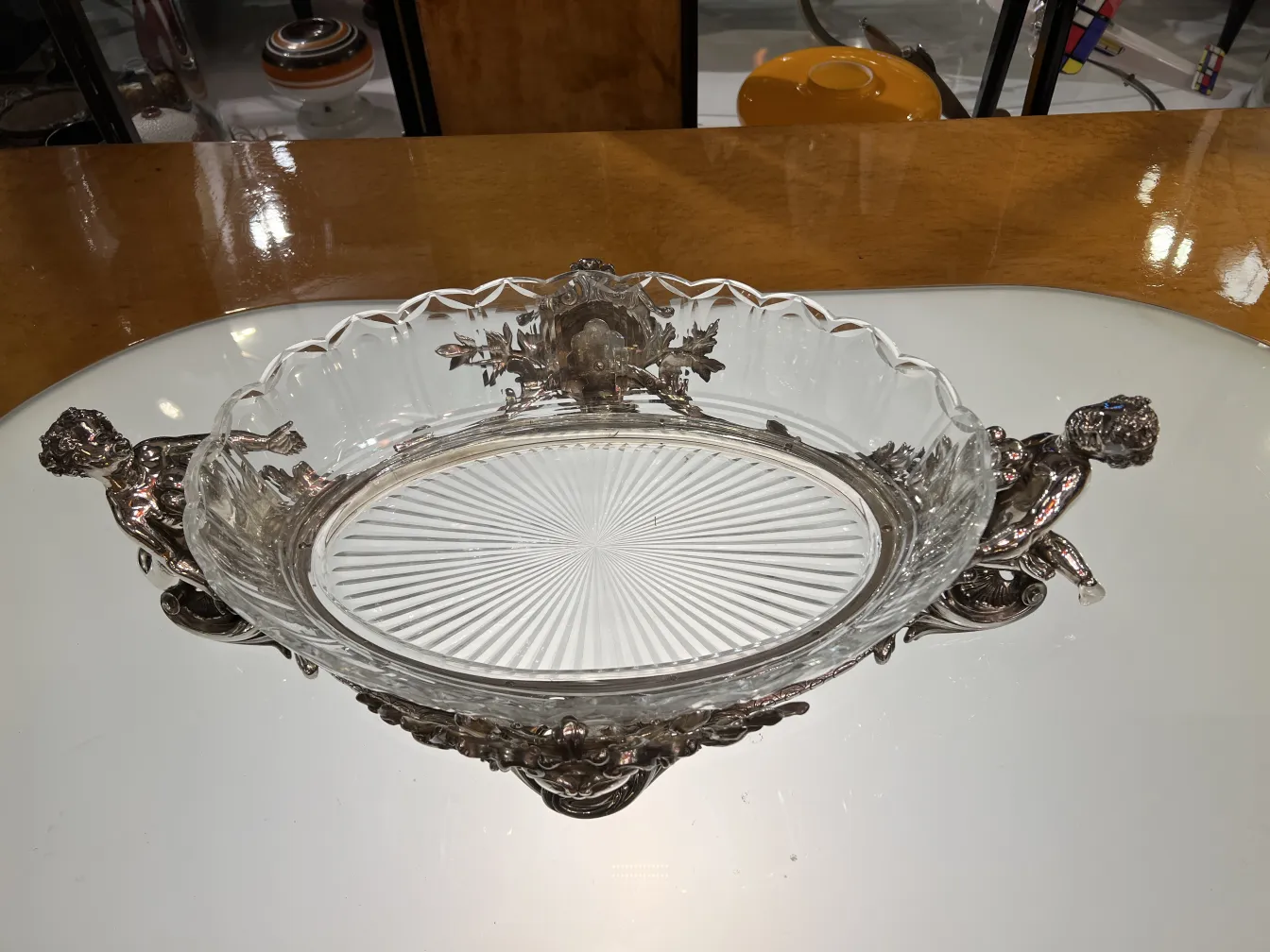 antique centerpiece Christofle with intricate designs and decorations