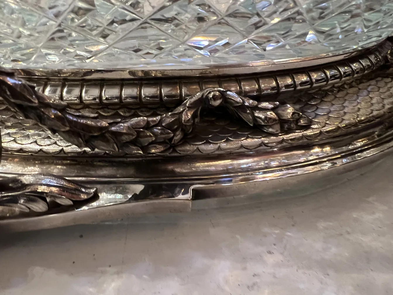 antique centerpiece with decorative metal details