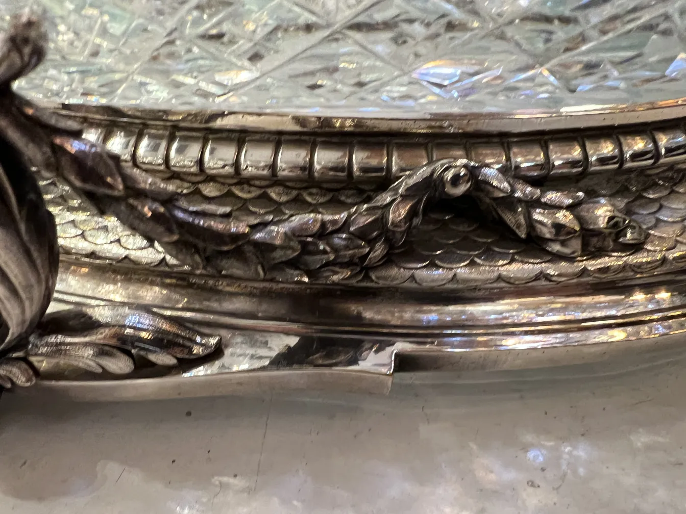 antique centerpiece by christofle with decorative design