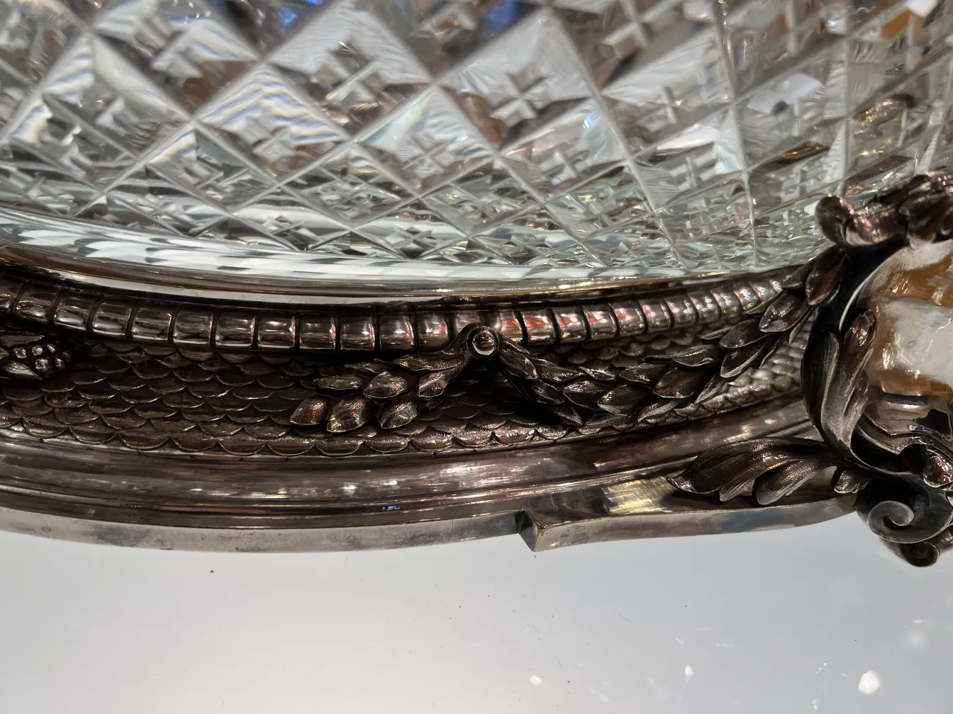 antique centerpiece Christofle with ornate design and crystal