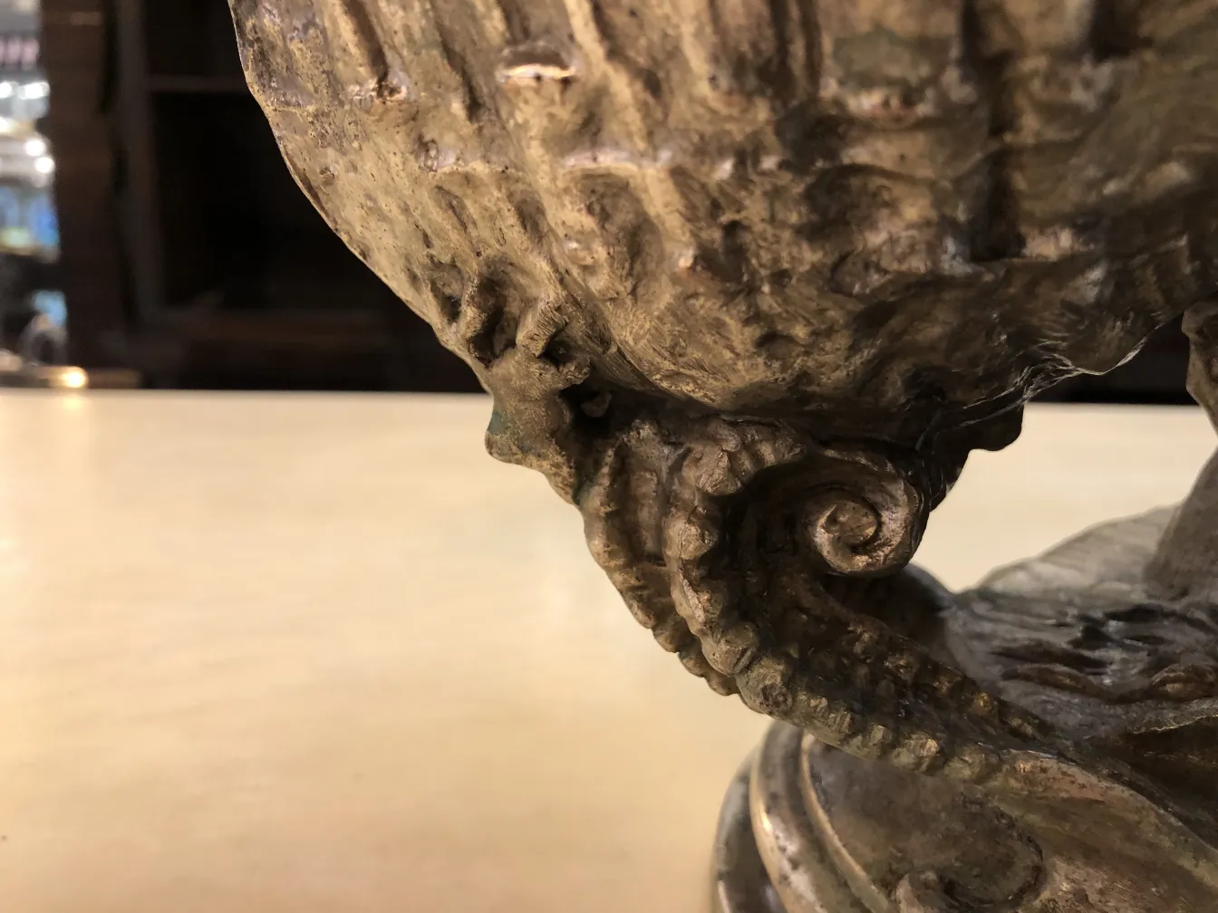 antique centerpiece featuring intricate design, decorative and unique