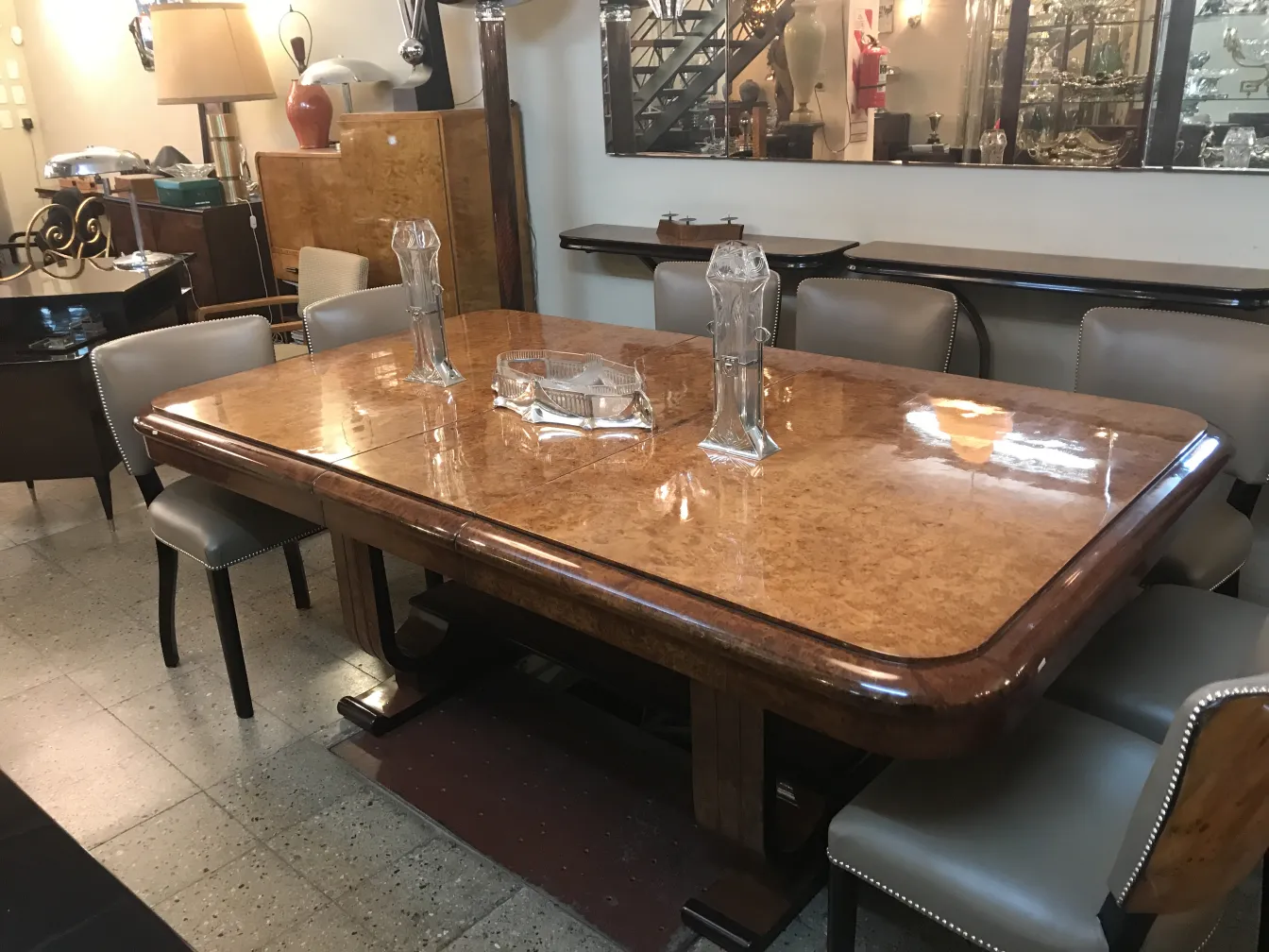 Antico centrotavola WMF su tavolo decorativo con candelabri, ambiente elegante.