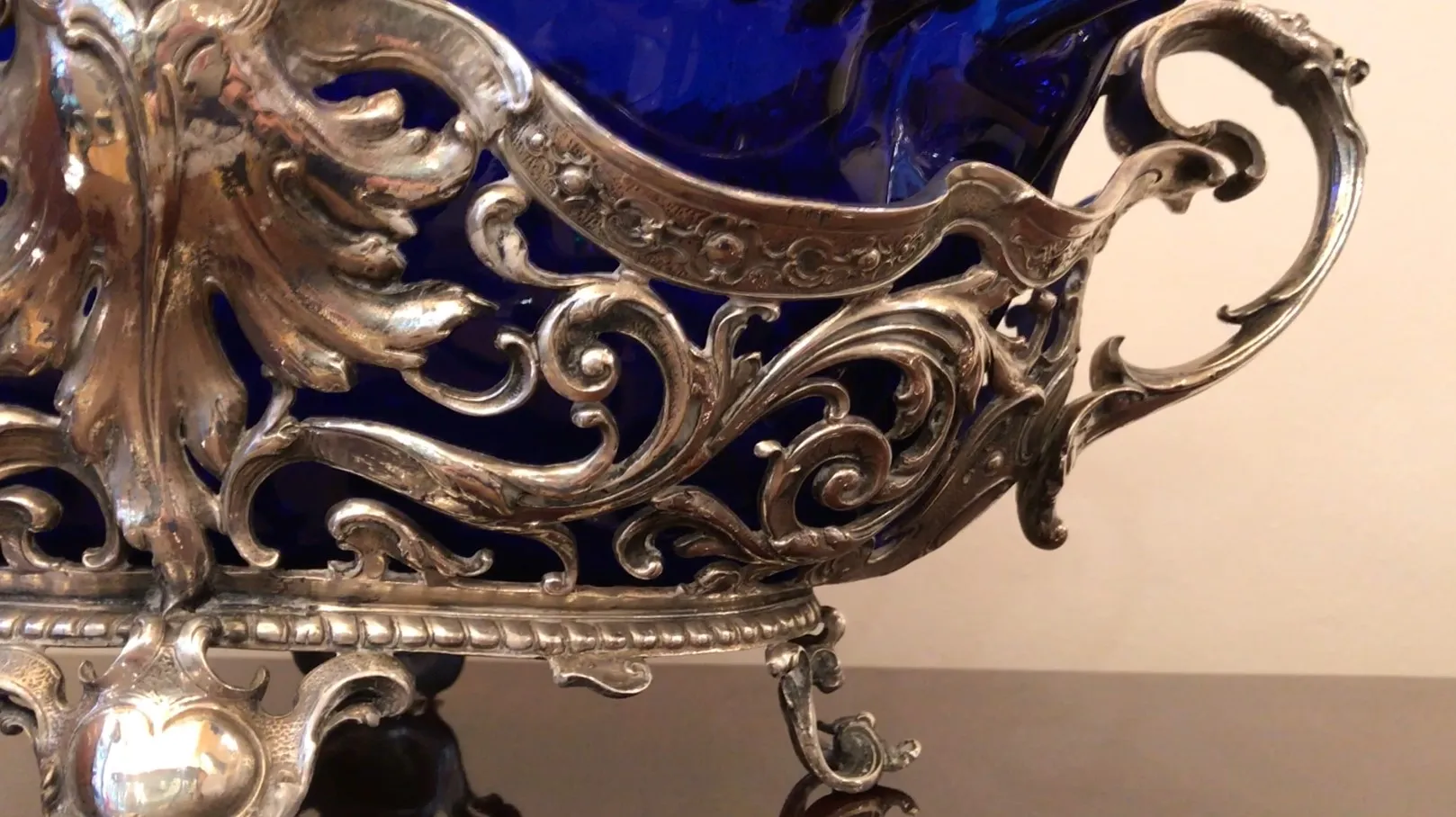 antique WMF centerpiece with ornate silver details and an elegant design