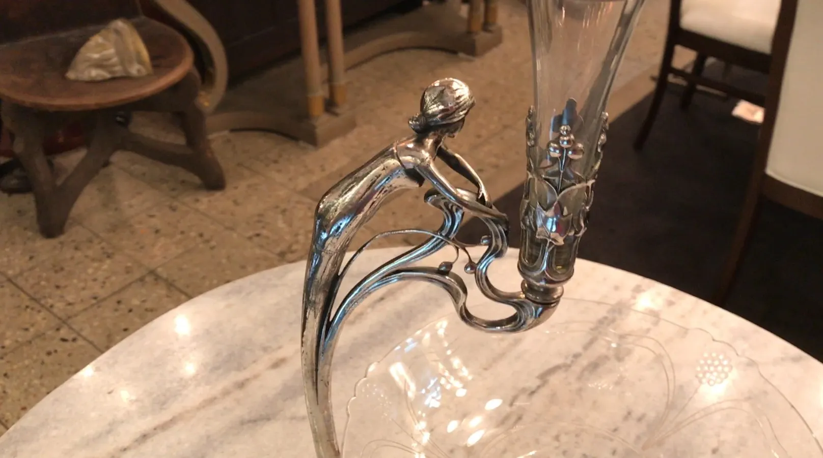 wmf antique centerpiece with decorative figure