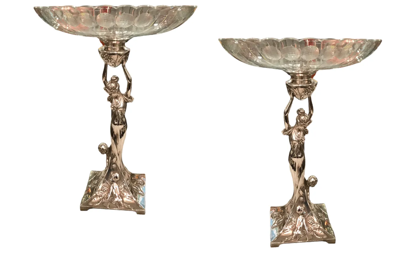 centre de table ancien wmf avec base décorative et figure élégante