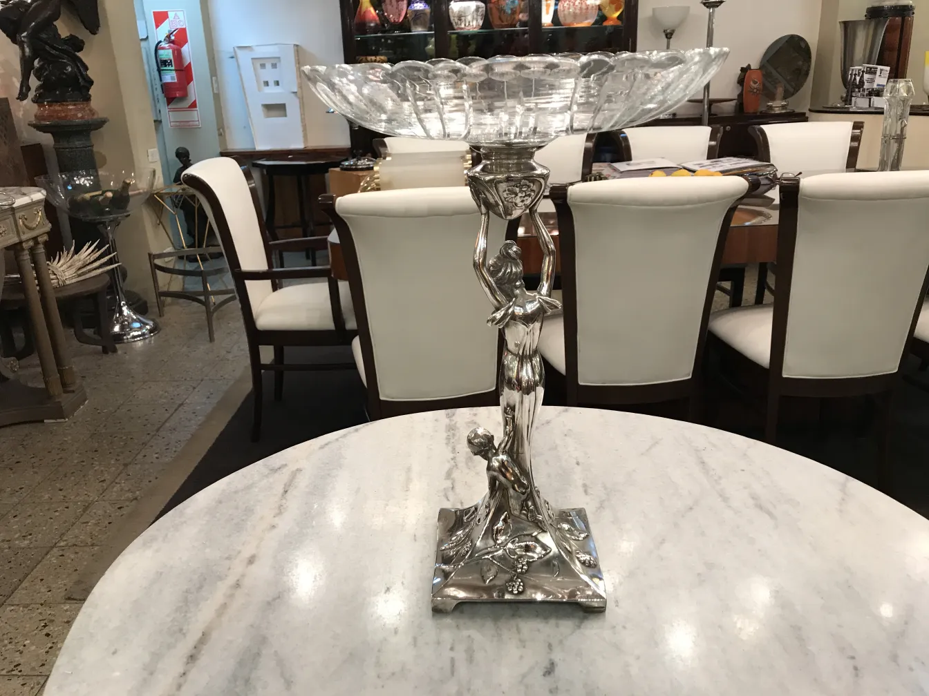 antique wm-f centerpiece on marble table with decor