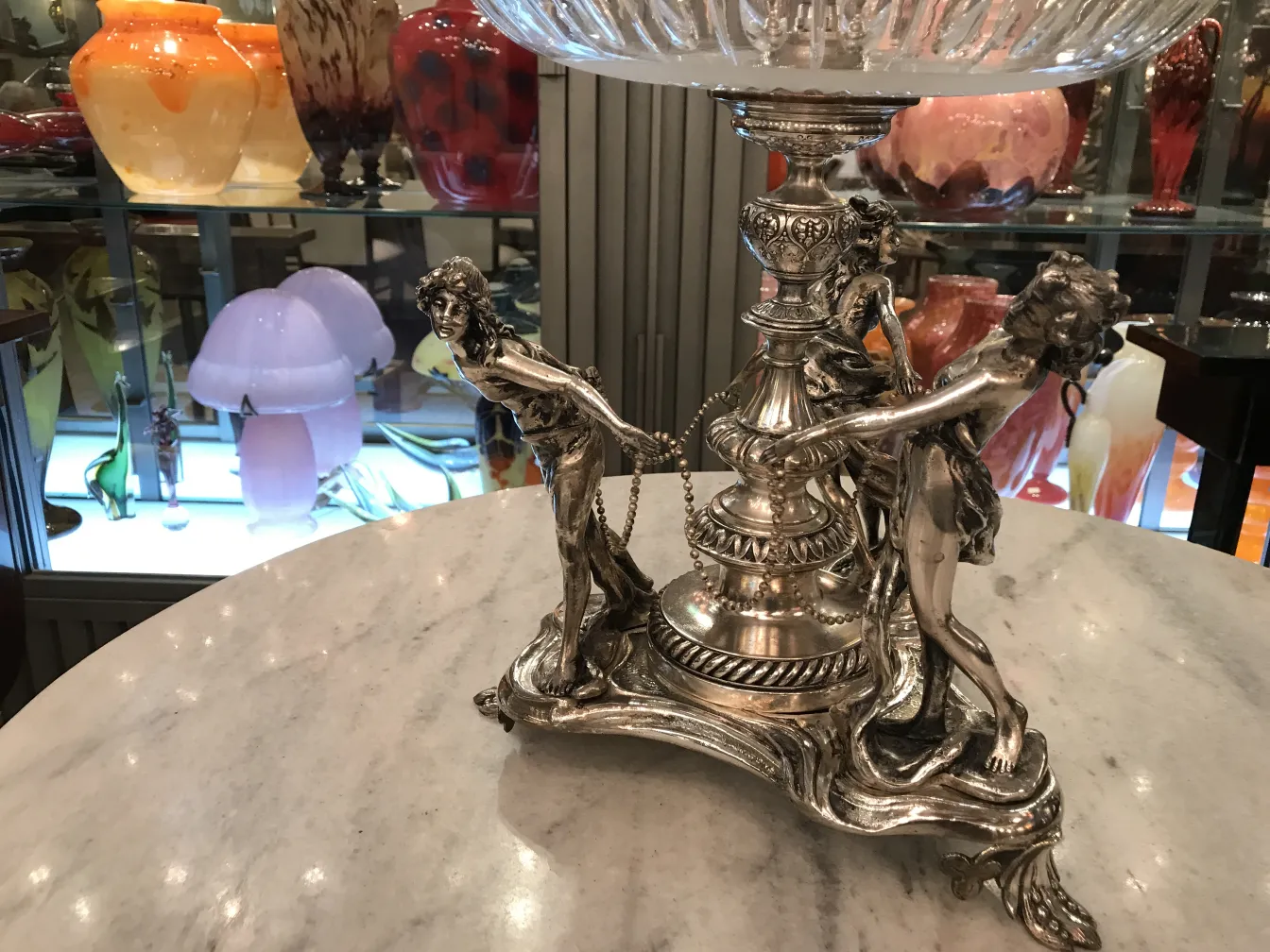 antique centerpiece WMF featuring decorative figures