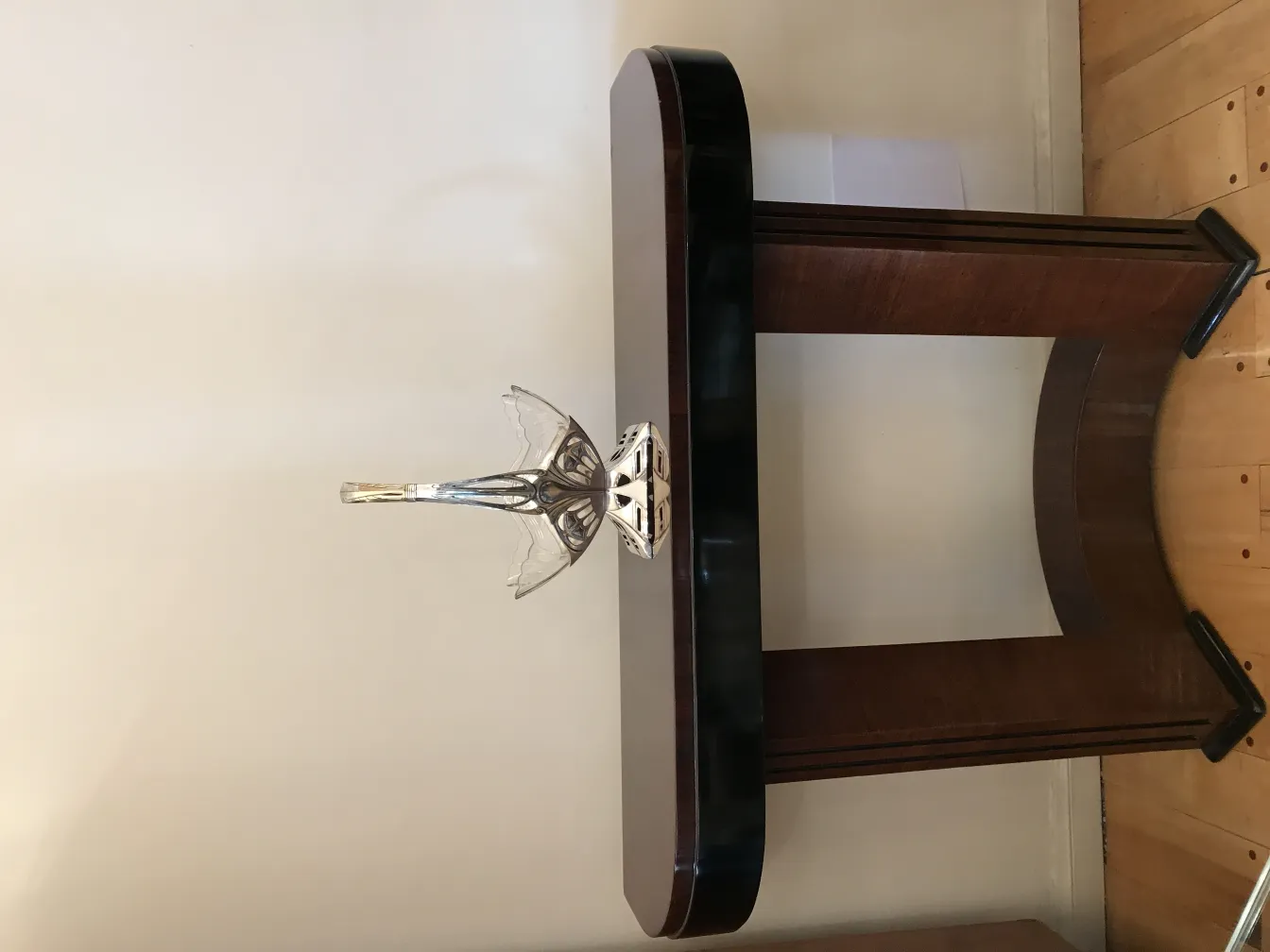 wmfa centerpiece on a wooden table, stylish and decorative