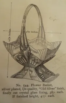 wmfd antique centerpiece basket with decorative handles