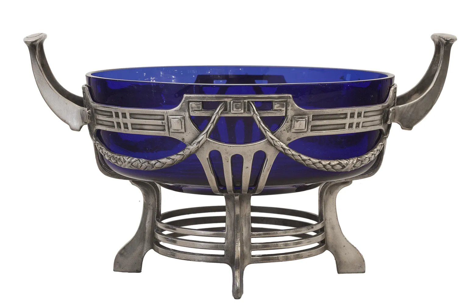 centro de mesa wmf em azul com suporte decorativo