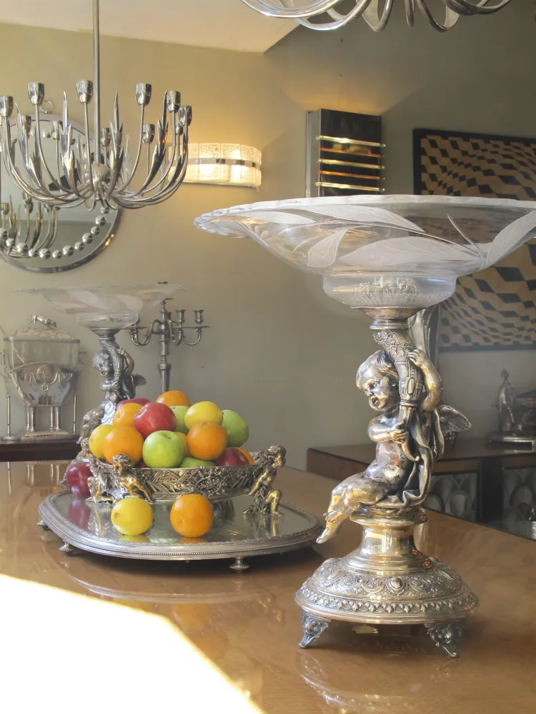 Antique WMF centerpiece with colorful fruits
