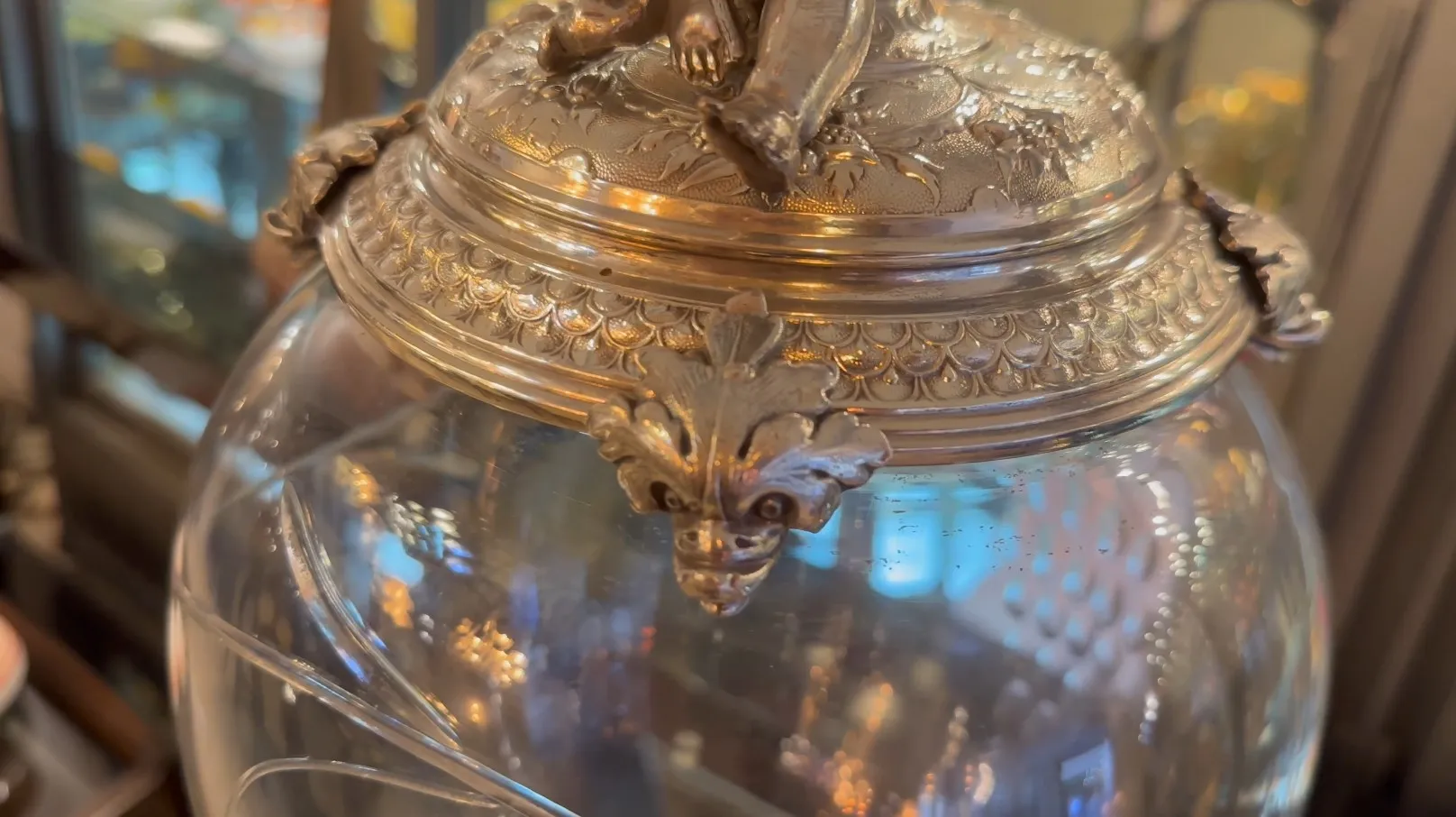 antique wmfs centerpiece with decorative features in an elegant setting