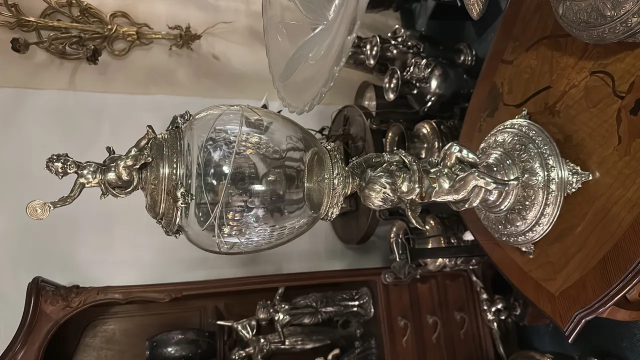 Antique WMF centerpiece with decorative figure and classic ambiance