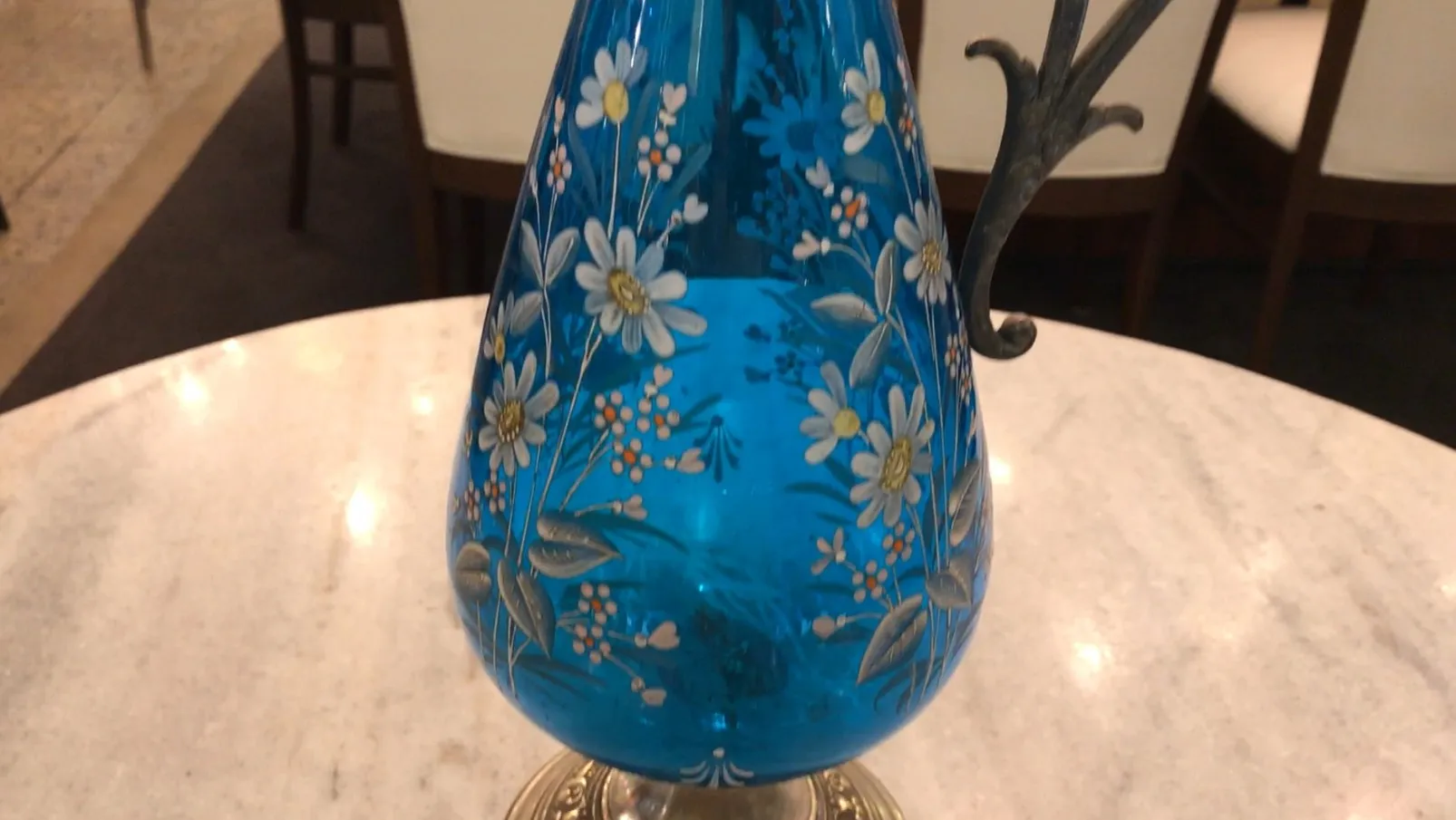 dos jarras antiguas WMF con diseño floral en azul