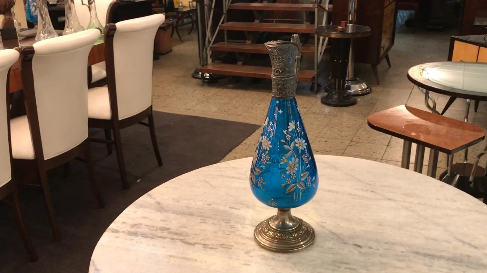 2 brocche WMF antiche decorate con fiori blu