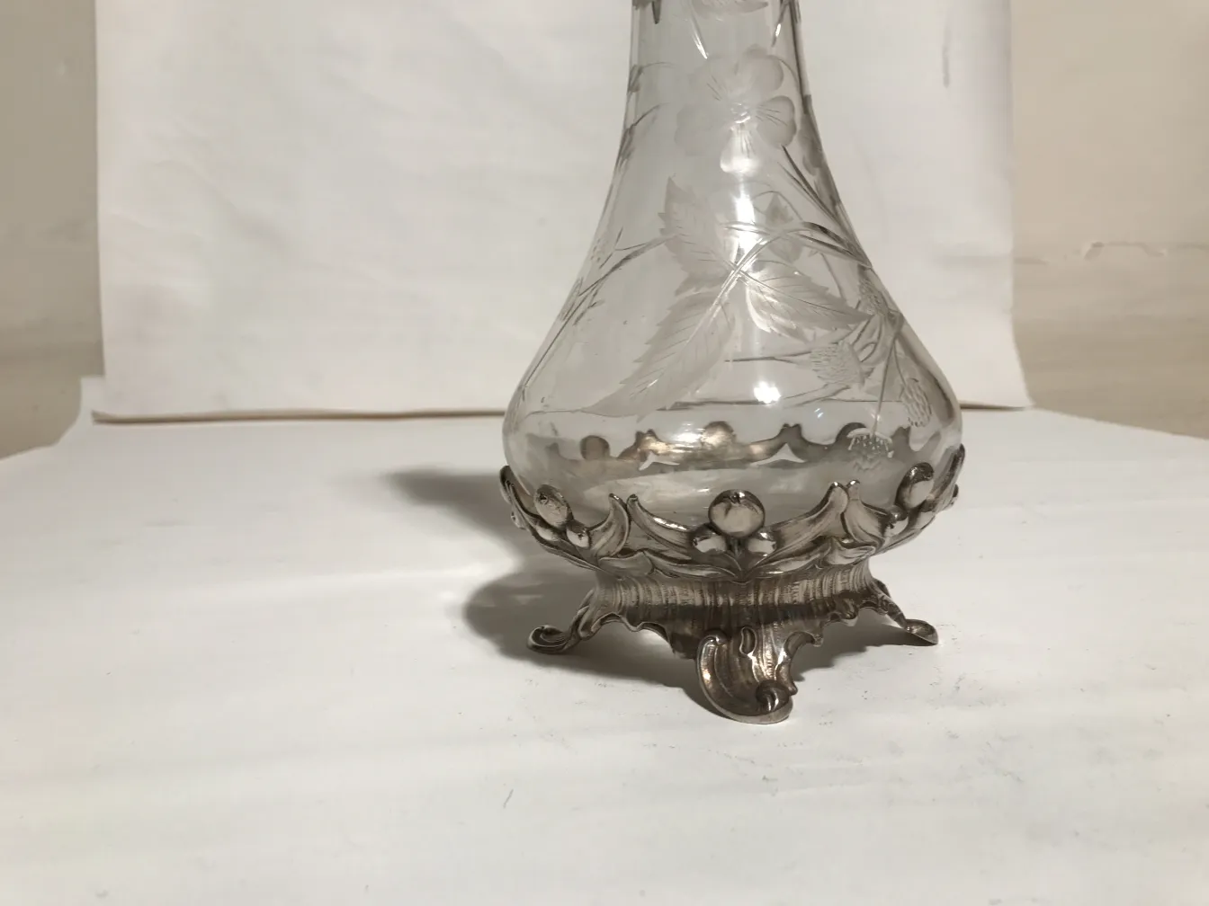 2 antique WMF jars with engraved design and decorative base.