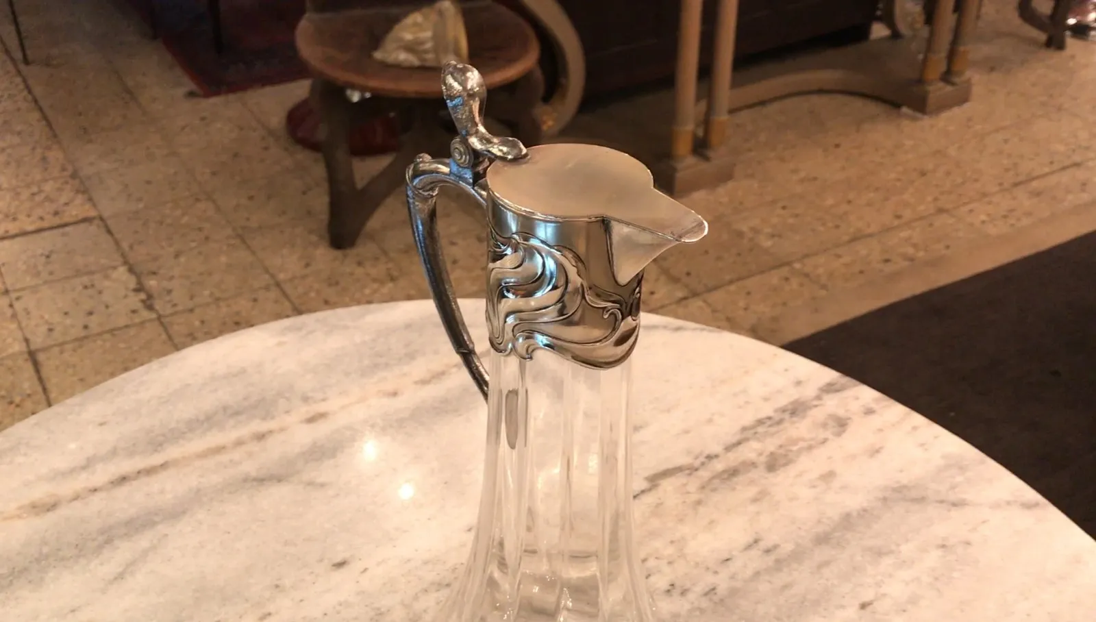 2 antique WMF jars in a decorative setting